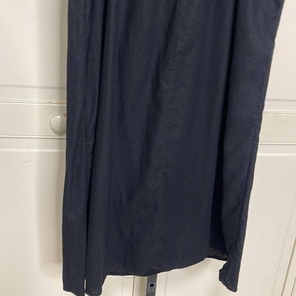 Old Navy Women’s Tie Front Size XL Navy Blue Sleeveless Linen Blend Shift Dress - Picture 7 of 9